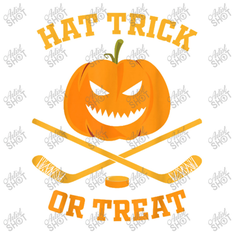 Hat Trick Or Treat Funny Pumpkin Ice Hockey Halloween V-Neck Tee by Ariannajamie | Artistshot