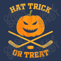 Hat Trick Or Treat Funny Pumpkin Ice Hockey Halloween Men Denim Jacket | Artistshot