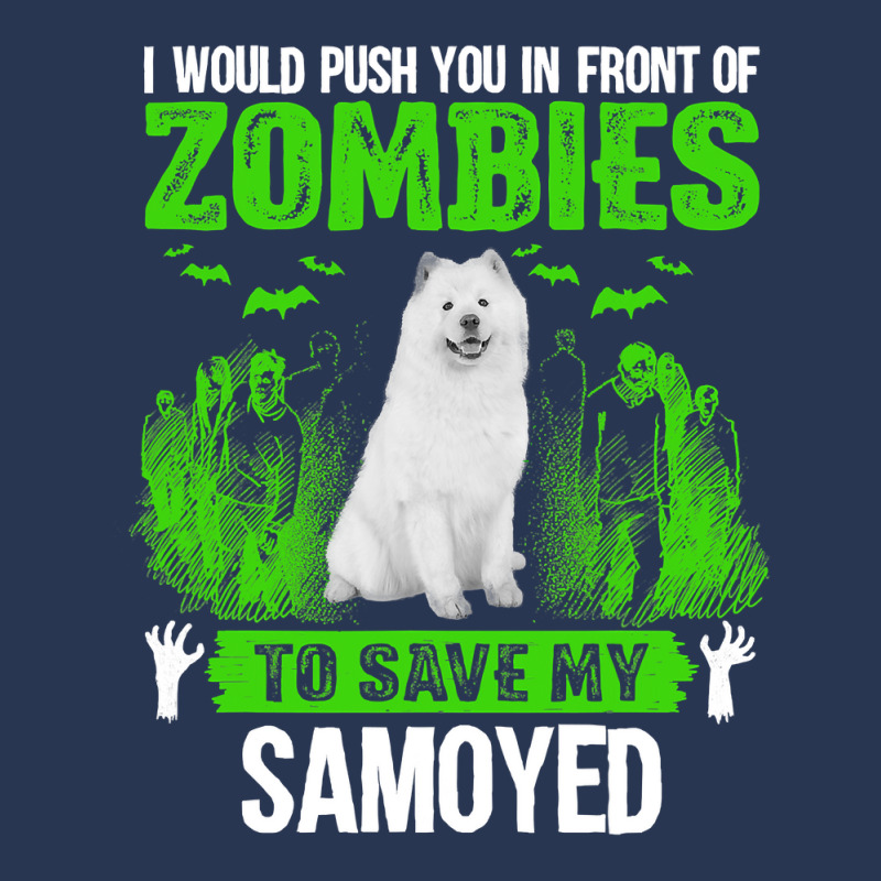 Push You In Front Of Zombies Save Samoyed Dog Ladies Denim Jacket by thutrinh | Artistshot