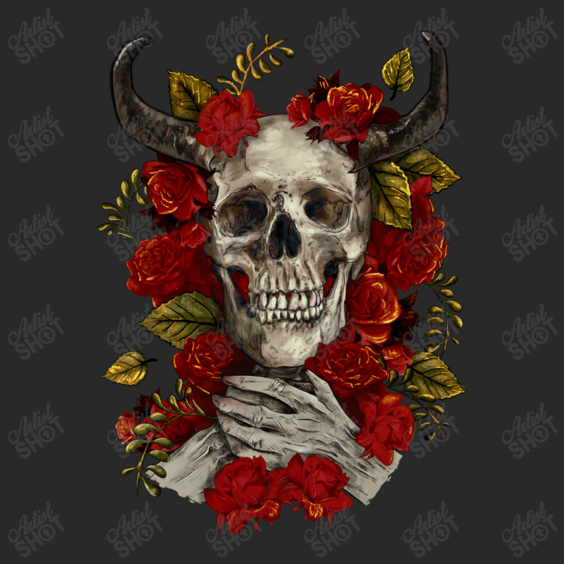 Bull Human Skull With Roses Printed hat by RanaPortraitStore | Artistshot