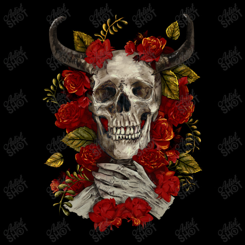 Bull Human Skull With Roses Kids Cap by RanaPortraitStore | Artistshot