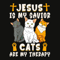 Jesus Is My Savior Cats Are My Therapy Scorecard Crop Tee | Artistshot