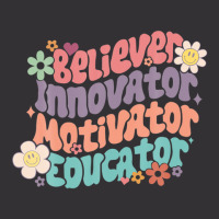 Groovy Retro Believer Motivator Innovator Educator Teachers Vintage Hoodie And Short Set | Artistshot