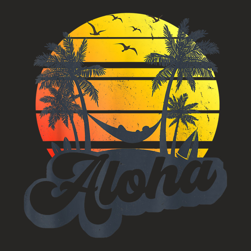 Aloha Hawaii Hawaiian Island Shirt Palm Trees Beach Vacation T Shirt Ladies Fitted T-Shirt by silviabzp | Artistshot