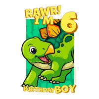 Rawr! I'm 6 Birthday Boys 6th Birthday Dino Stegosaurus 3/4 Sleeve Shirt | Artistshot