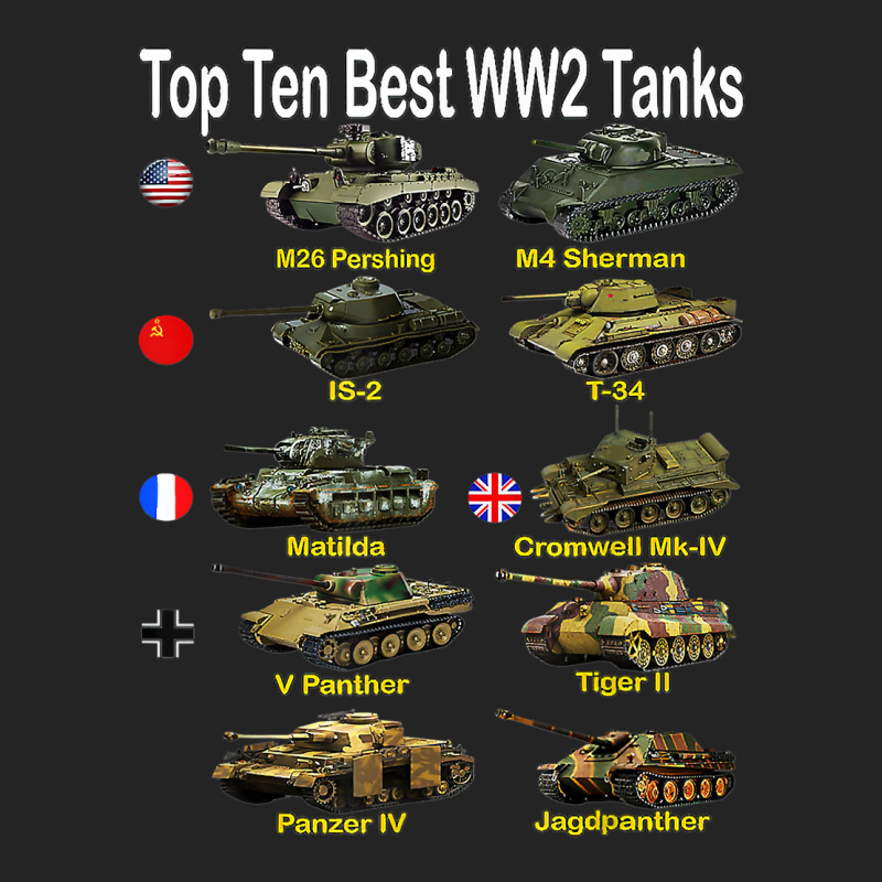 Top Ten Best Ww2 Tanks M4 Sherman Panzer Iv Tiger Ii T 34 T Shirt 3/4 Sleeve Shirt by cm-arts | Artistshot