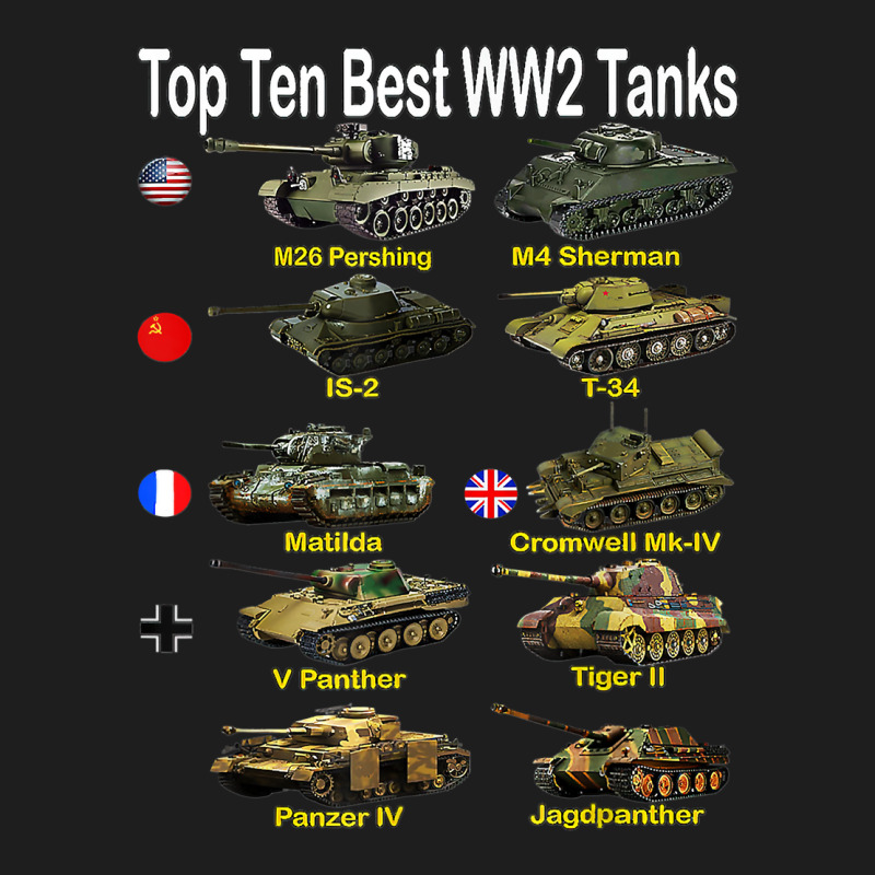 Top Ten Best Ww2 Tanks M4 Sherman Panzer Iv Tiger Ii T 34 T Shirt Classic T-shirt by cm-arts | Artistshot