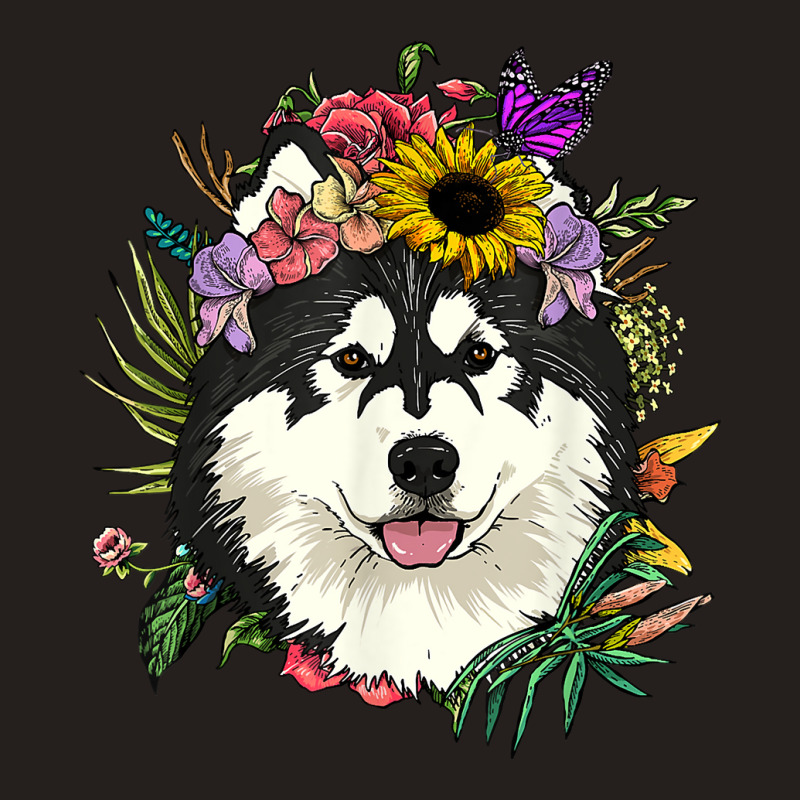 Floral Alaskan Malamute Dog Botanical Plant Flower Dog Lover T Shirt Tank Top | Artistshot