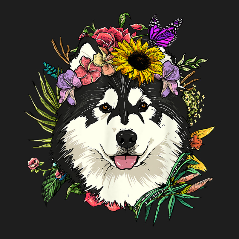 Floral Alaskan Malamute Dog Botanical Plant Flower Dog Lover T Shirt Classic T-shirt | Artistshot