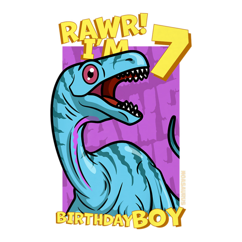 Rawr! I'm 7 Birthday Boys 7th Birthday Dino Noasaurus Stainless Steel Water Bottle | Artistshot