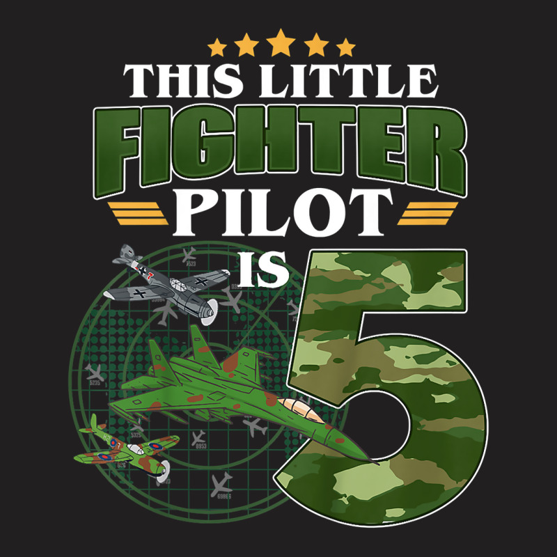 Kids 5th Birthday This Fighter Pilot Is 5 Soldier Camo Style Boys T Sh T-shirt | Artistshot