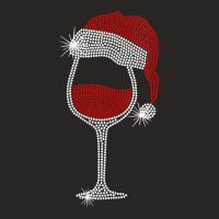 Womens Santa Hat Wine Bling Christmas Rhinestone Bling V Neck T Shirt Ladies Fitted T-shirt | Artistshot