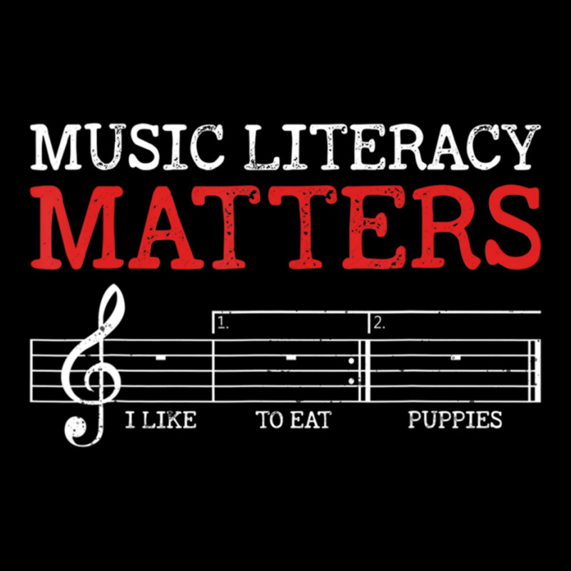 Music Literacy Matters I Like To Eat Puppies Funny Sarcastic Long Slee V-Neck Tee by cm-arts | Artistshot