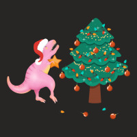 Christmas Trex Pink Ladies Fitted T-shirt | Artistshot