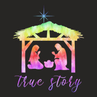 Mary Joseph And Baby Jesus Tie Dye Birth Nativity True Story Sweatshir Ladies Fitted T-shirt | Artistshot