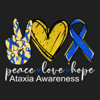 Peace Love Hope Ataxia Awareness Shirt Blue Ribbon T Shirt Ladies Polo Shirt | Artistshot