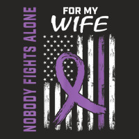 Nobody Fights Alone Wife Alzheimers Awareness American Flag T Shirt Ladies Fitted T-shirt | Artistshot