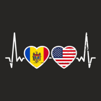 Moldova Usa Heartbeat Moldovan American Flag T Shirt Ladies Fitted T-shirt | Artistshot