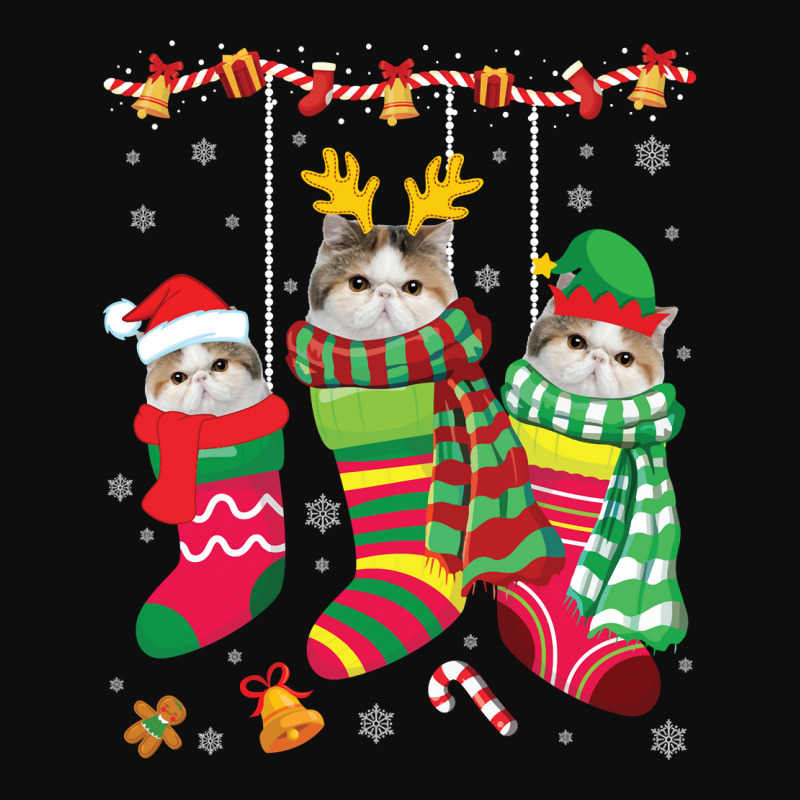 Three Exotic Shorthair Cats Inside Christmas Socks Merry Pullover Hood Crop Top by tamkyfashions | Artistshot