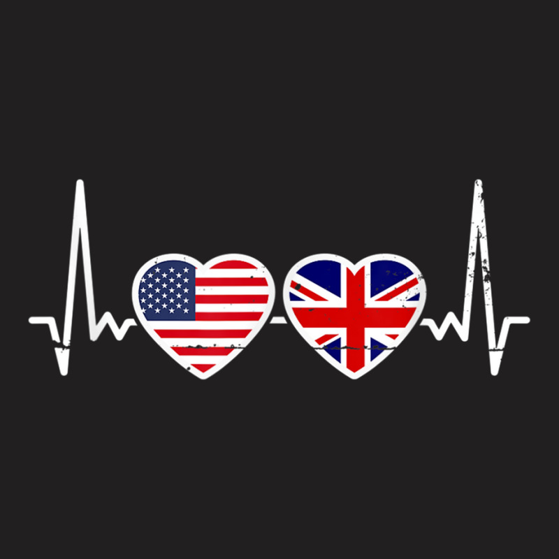 Great Britain Usa Heartbeat British American Flag T Shirt T-shirt | Artistshot