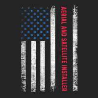 American Flag Aerial And Satellite Installer T Shirt 3/4 Sleeve Shirt | Artistshot