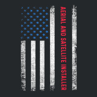 American Flag Aerial And Satellite Installer T Shirt Crewneck Sweatshirt | Artistshot