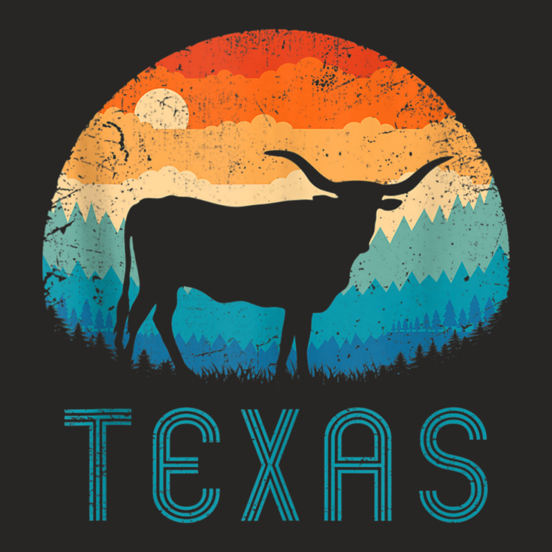 Texas Longhorn Cow Vintage Texan Cattle Herd Retro Lone Star Tank Top Ladies Fitted T-Shirt by cm-arts | Artistshot