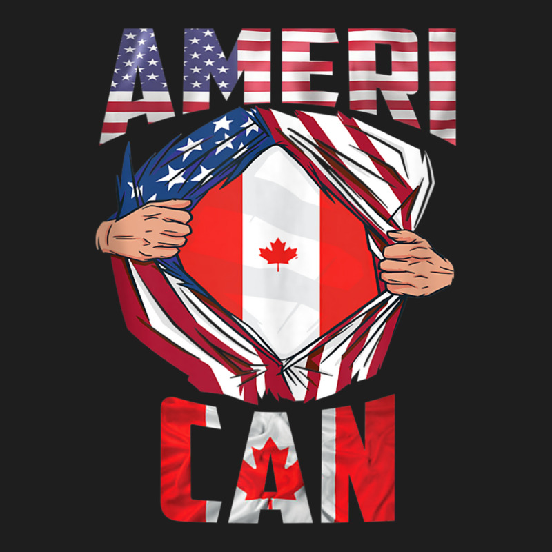 Useh Cdn Maple Leaf Half Canadian Half American Flag Us Eh Tank Top Classic T-shirt by cm-arts | Artistshot