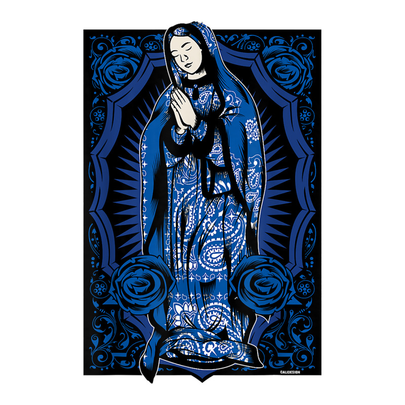 Virgin Mary Mexican Blanket Art Blue Bandana Print Chicano T Shirt Baby Tee by cm-arts | Artistshot