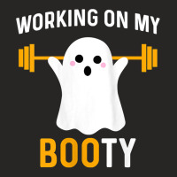 Womens Working On My Booty Funny Halloween Workout Gym Squat Tank Top Ladies Fitted T-shirt | Artistshot