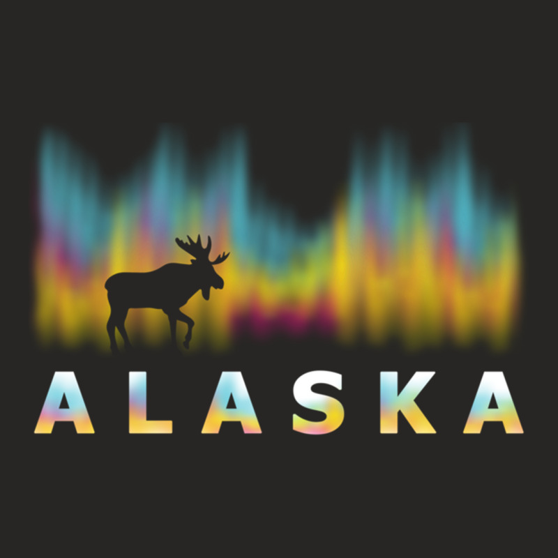 Alaska Reindeer Design With Polar Lights And Moose Pullover Hoodie Ladies Fitted T-Shirt by MaricelyOrtiz | Artistshot