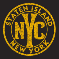 Staten Island New York Vintage Sign Distressed Amber Print Pullover Ho Vintage Cap | Artistshot