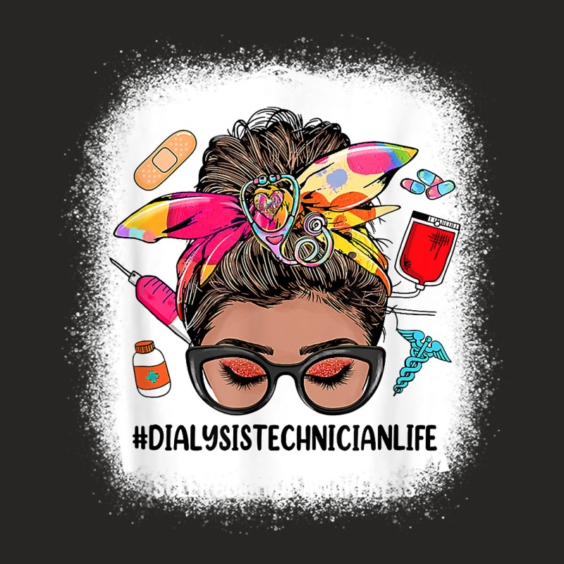 Messy Bun Black Women Dialysis Technician Life Gifts T Shirt Ladies Fitted T-Shirt by phillidarsz | Artistshot