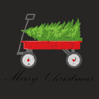 Red Wagon Bringing Home Christmas Tree Premium T Shirt Ladies Fitted T-shirt | Artistshot