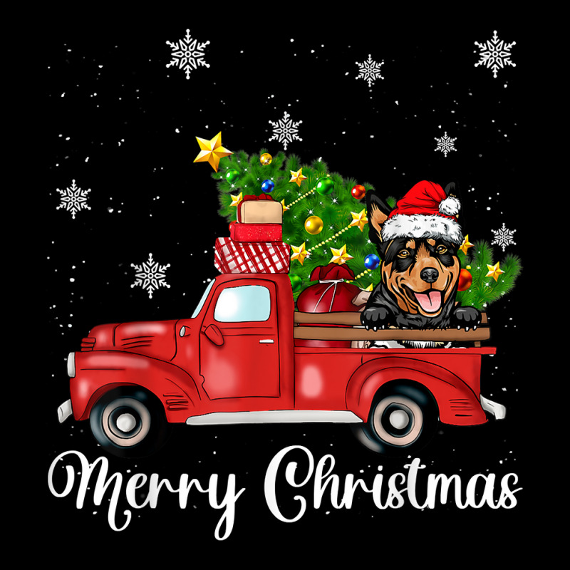 Australian Kelpie Dog Riding Red Truck Christmas Tree Xmas T Shirt Cropped Hoodie by belenfinl | Artistshot