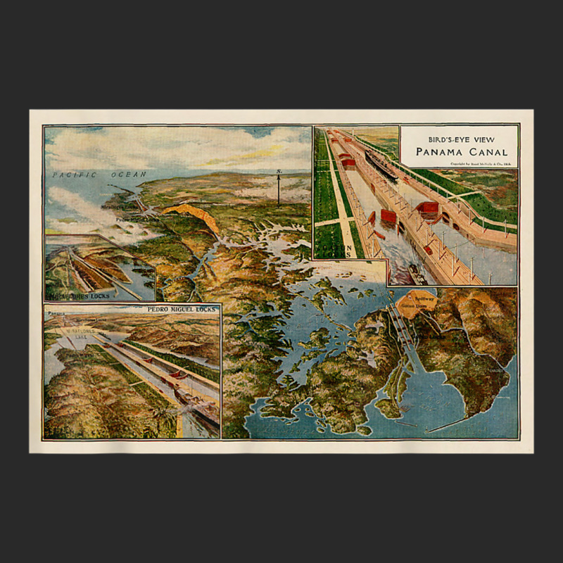 Panama Canal Birds Eye Map (1914) T Shirt Printed hat by cm-arts | Artistshot