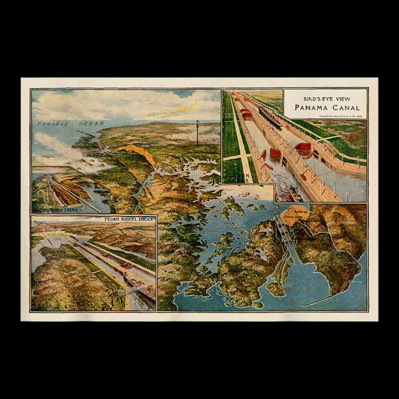 Panama Canal Birds Eye Map (1914) T Shirt Kids Cap by cm-arts | Artistshot