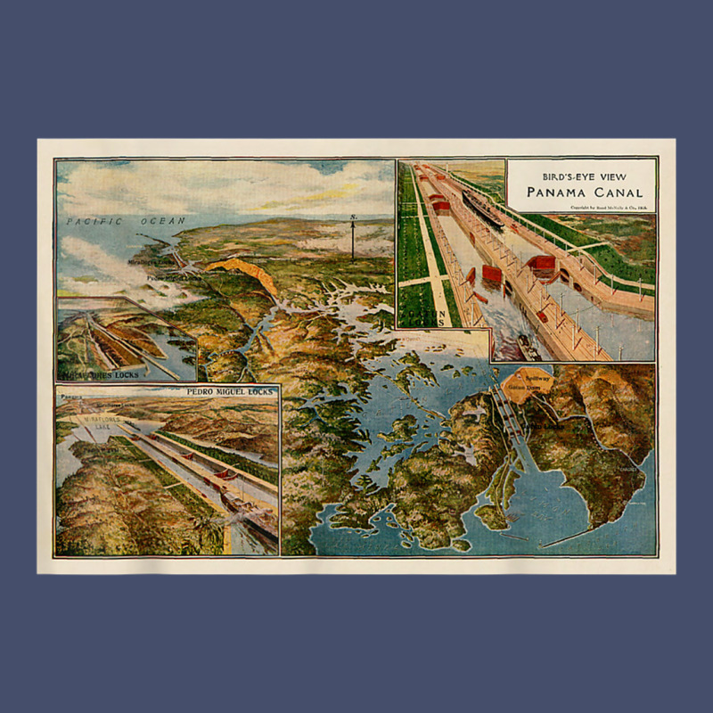 Panama Canal Birds Eye Map (1914) T Shirt Vintage Short by cm-arts | Artistshot