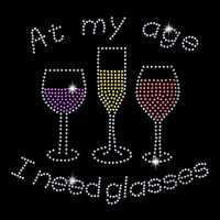 Womens At My Age I Need Glasses Three Wine Bling Rhinestone V Neck T S Baby Bibs | Artistshot