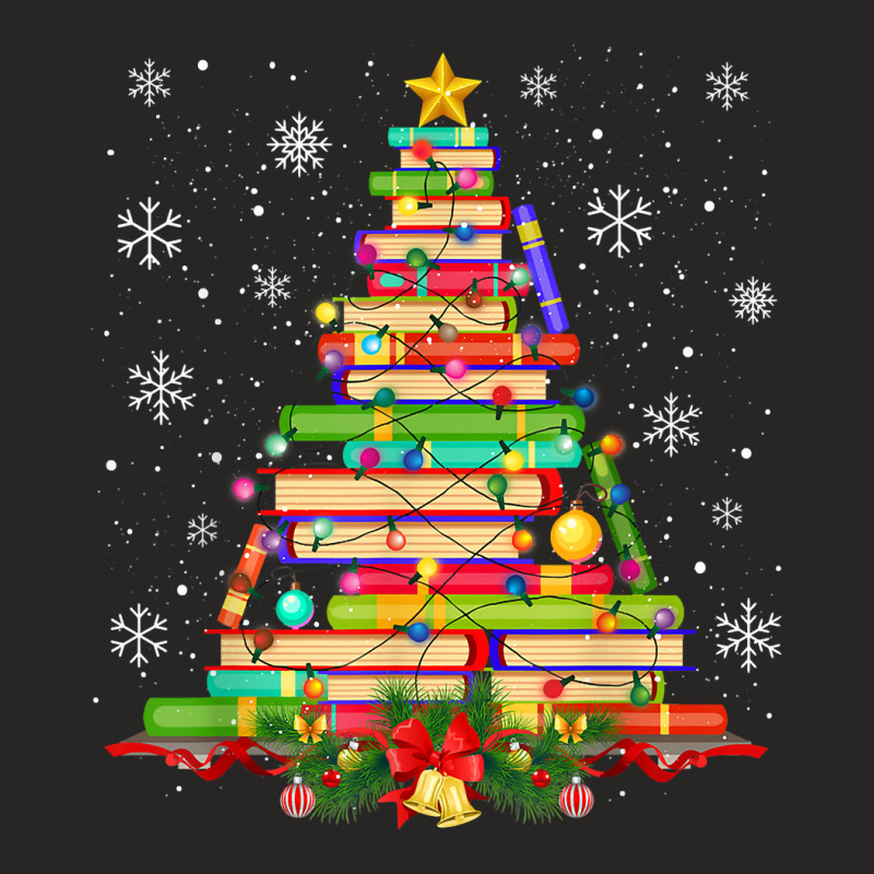 Xmas Tree Library Christmas Lights Tree Book Lover Librarian T Shirt Ladies Fitted T-Shirt by phillidarsz | Artistshot