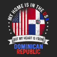 American Patriot Heart Is From Dominican Republic Flag Ladies Fitted T-shirt | Artistshot