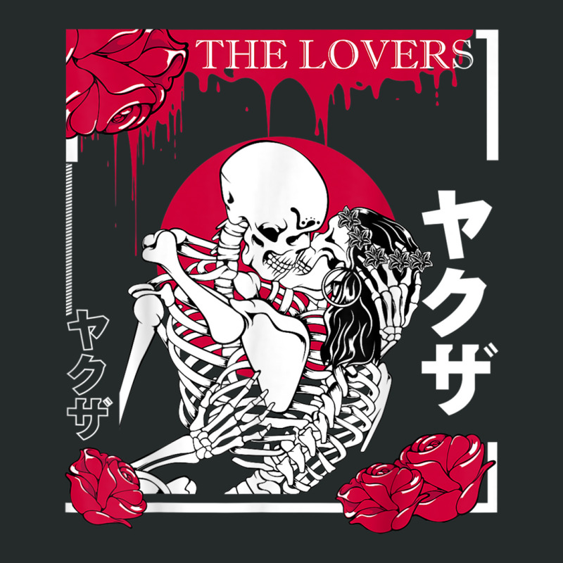 The Lovers Skeletons Japanese Kanji Red Flower Rose Pagan T Shirt Women's Triblend Scoop T-shirt by cm-arts | Artistshot