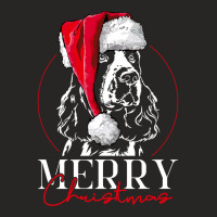 Funny Santa English Springer Spaniel Merry Christmas Dog Mom Sweatshir Ladies Fitted T-shirt | Artistshot