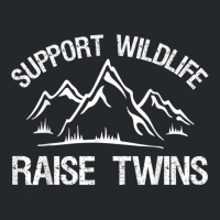 Support Wildlife Raise Twins Funny Twin Mom Dad Crewneck Sweatshirt | Artistshot