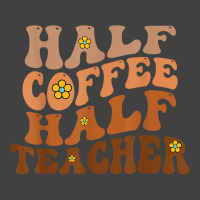 Half Coffee Half Teacher Groovy Wavy Design T Shirt Vintage T-shirt | Artistshot