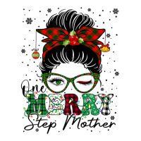 Womens One Merry Step Mother Messy Bun Matching Family Christmas T Shi Zipper Hoodie | Artistshot