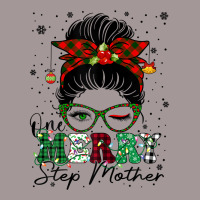 Womens One Merry Step Mother Messy Bun Matching Family Christmas T Shi Vintage Hoodie | Artistshot