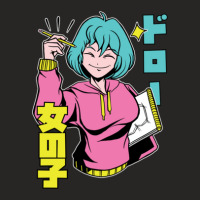 Cool Anime  With Blue Hair Smiling Drawing Ladies Fitted T-shirt | Artistshot