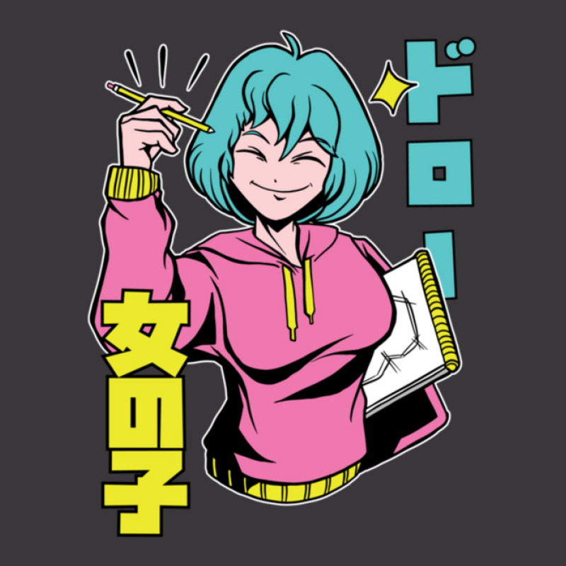 Cool Anime  With Blue Hair Smiling Drawing Ladies Curvy T-Shirt by cm-arts | Artistshot