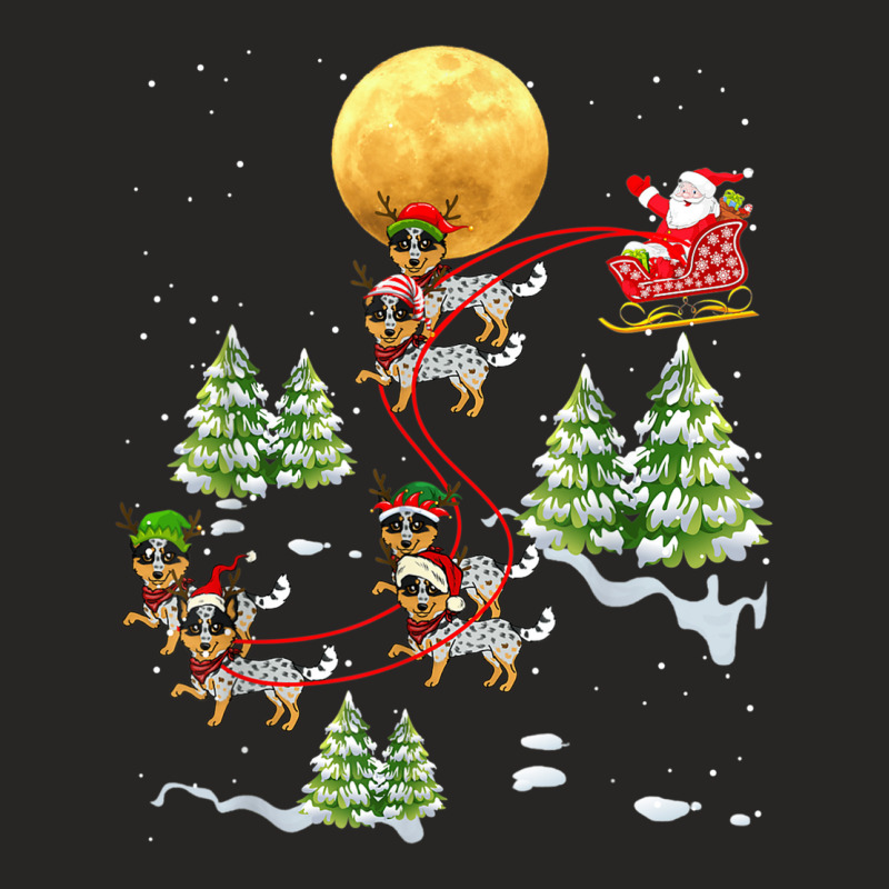 Australian Cattle Dog Reindeer Christmas Riding Santa Ladies Fitted T-Shirt by JusticePeck | Artistshot